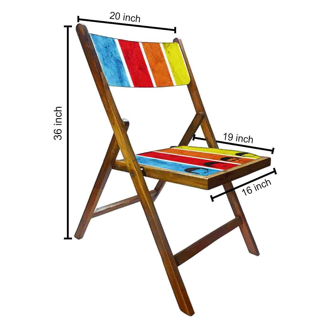 Nutcase Wooden Foldable Chair With Cushion  -  Colored Strips Nutcase