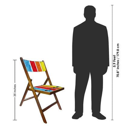 Nutcase Wooden Foldable Chair With Cushion  -  Colored Strips Nutcase