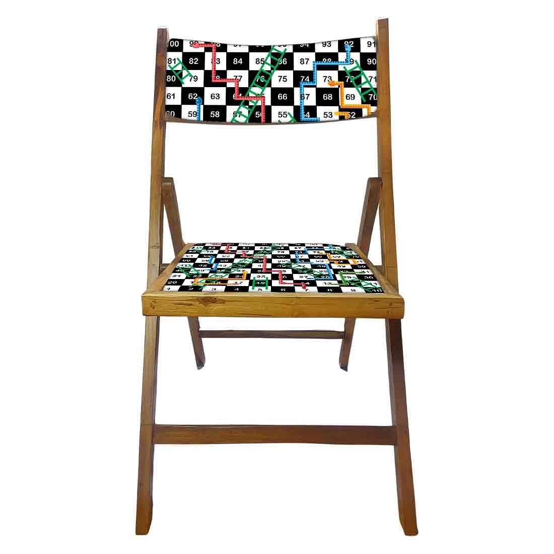 Nutcase Wooden Chair with Cushion For Living Room  -  Snake & Ladder Black Nutcase