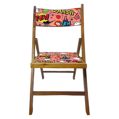 Nutcase Teak Wood Folding Chair For Adults  -  Smash Pink Nutcase