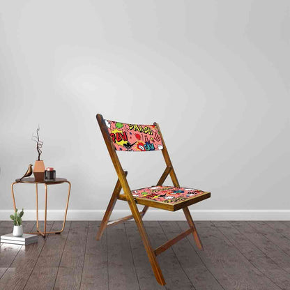 Nutcase Teak Wood Folding Chair For Adults  -  Smash Pink Nutcase
