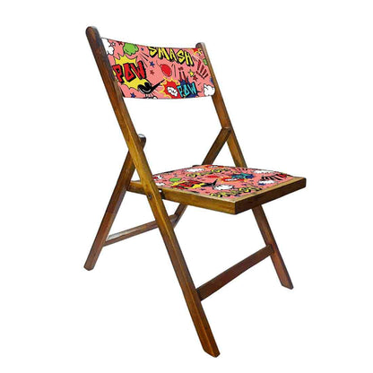 Nutcase Teak Wood Folding Chair For Adults  -  Smash Pink Nutcase