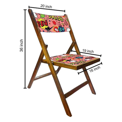 Nutcase Teak Wood Folding Chair For Adults  -  Smash Pink Nutcase