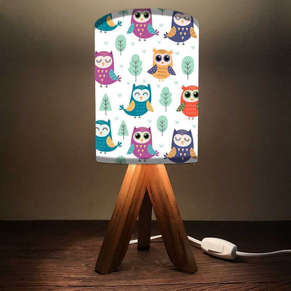 Wooden table Lamp For Kids  - Cute Owls Nutcase