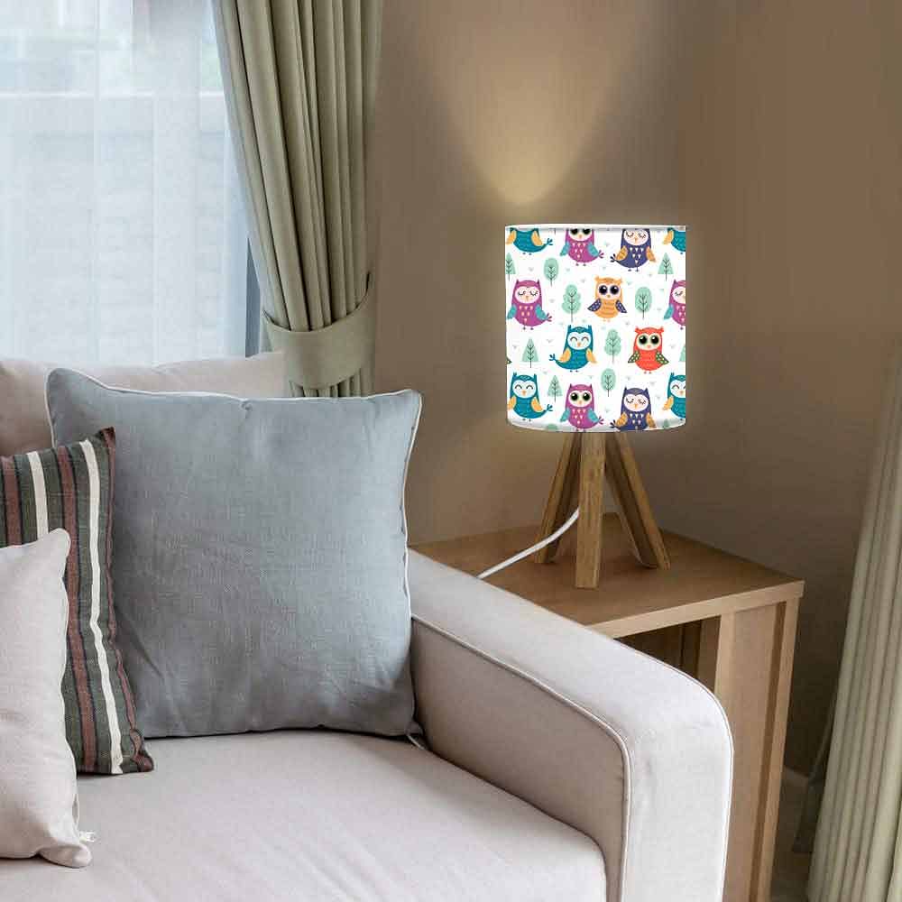 Wooden table Lamp For Kids  - Cute Owls Nutcase