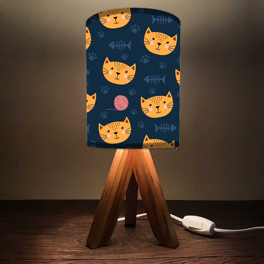 Wooden Study Lamp For Kids  - Cute Cat Nutcase