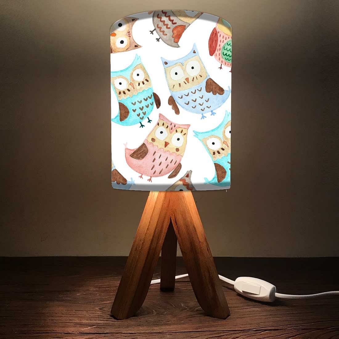 Wooden Study Table Lamp For Kids  - Owls Nutcase