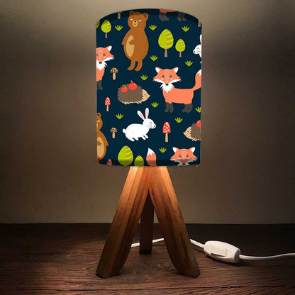 Wooden Bed Lamps For Kids  - Cute Fox Bear Nutcase