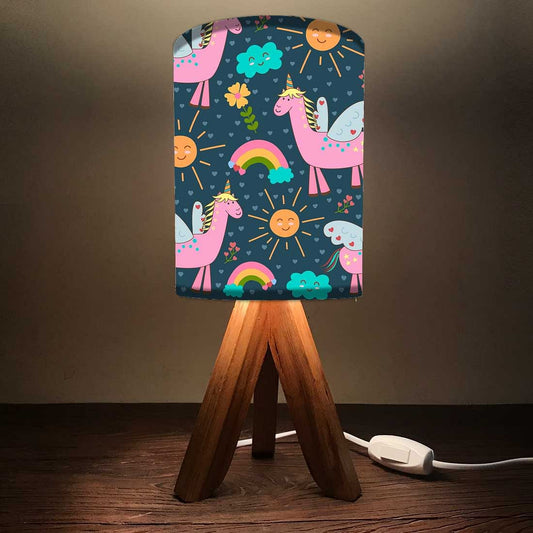 Wooden Table Lamp For Kids  - Pink Unicorn Nutcase