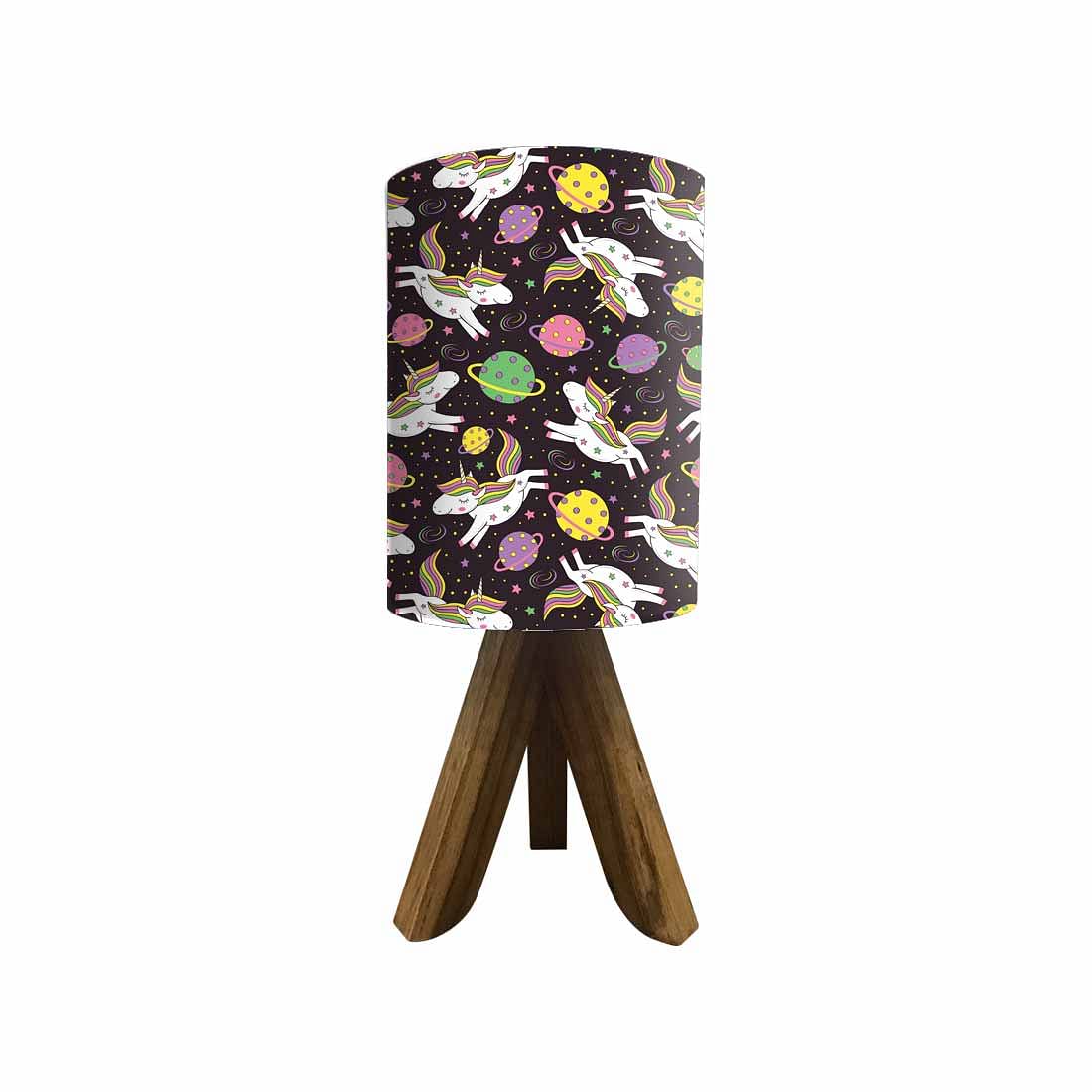 Wooden Side Table Lamps For Bedroom - Flying Unicorn Nutcase