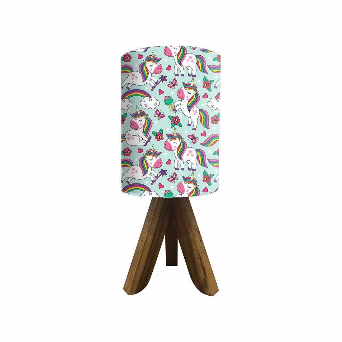 Wooden Tripod Table Lamp base For Bedroom - Cute Unicorn Nutcase