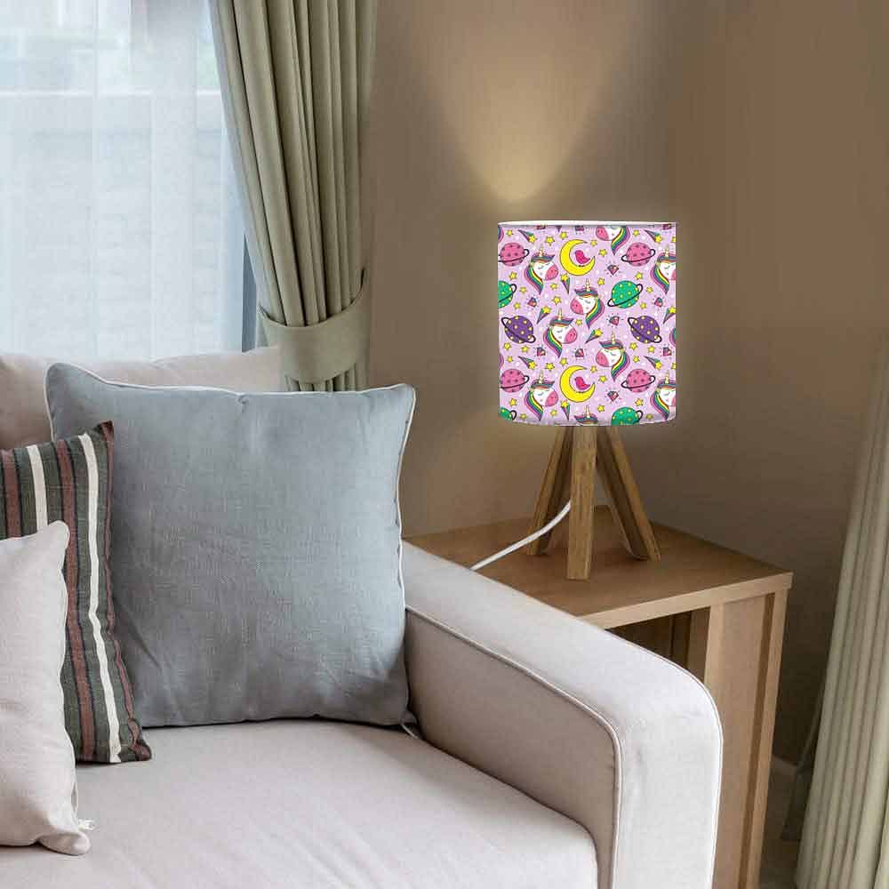 Wooden Table Lamp For Bedroom - Pink Unicorn Nutcase