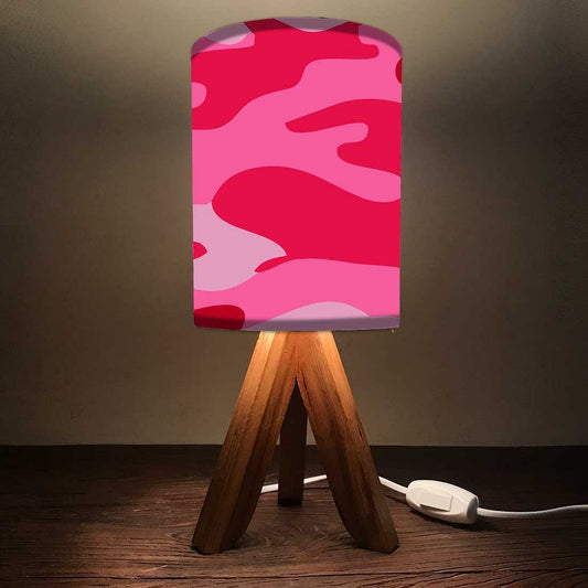 Wooden Base Lamp For Bedroom - Pink Watercolor Nutcase