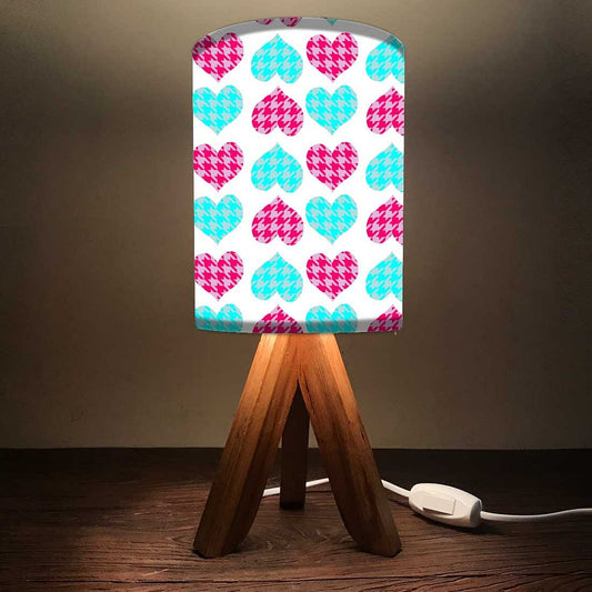 Wooden Table Lamps for living room - Pink Hearts Nutcase