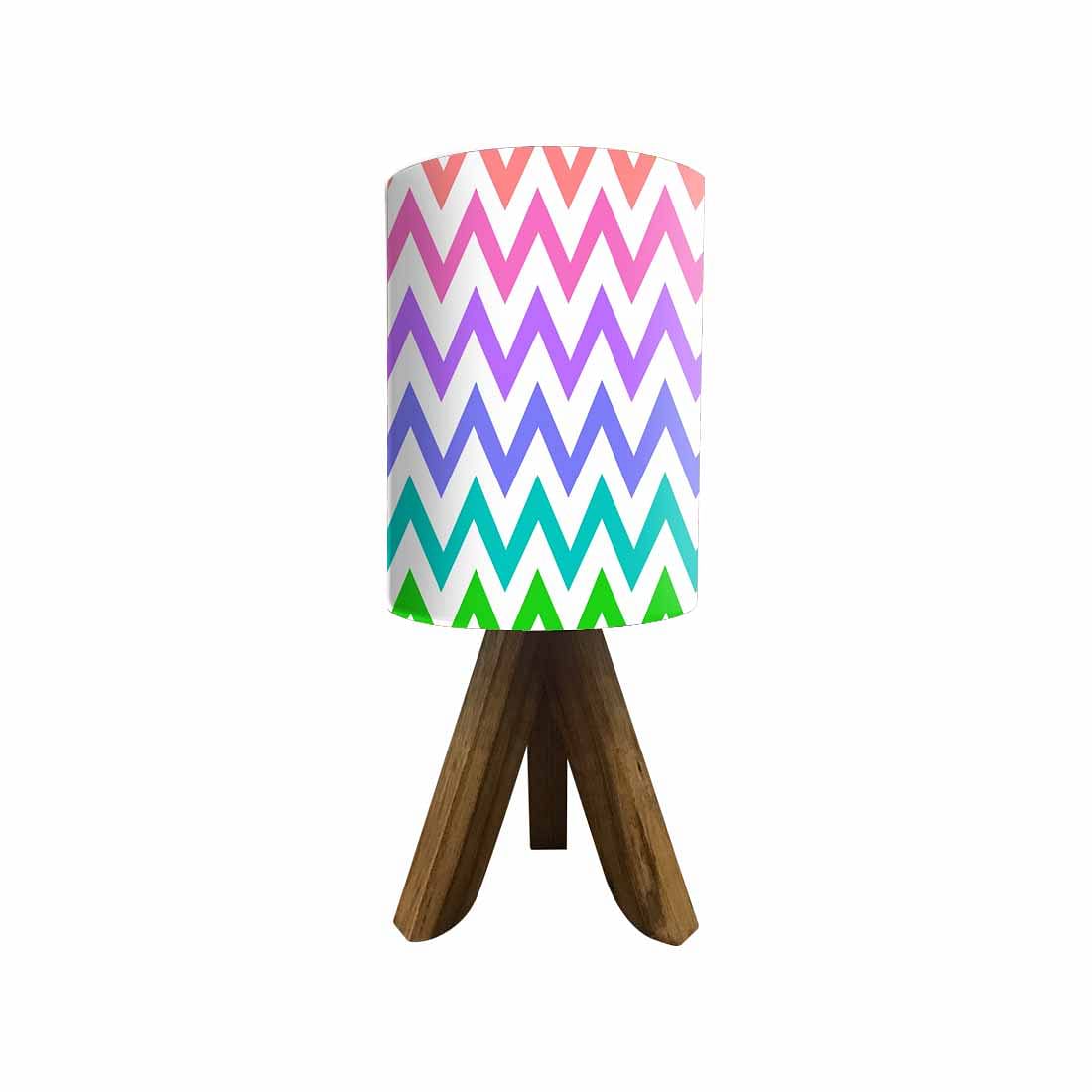 Light Wood Table Lamp For Bedroom - Multicolor Lines Nutcase