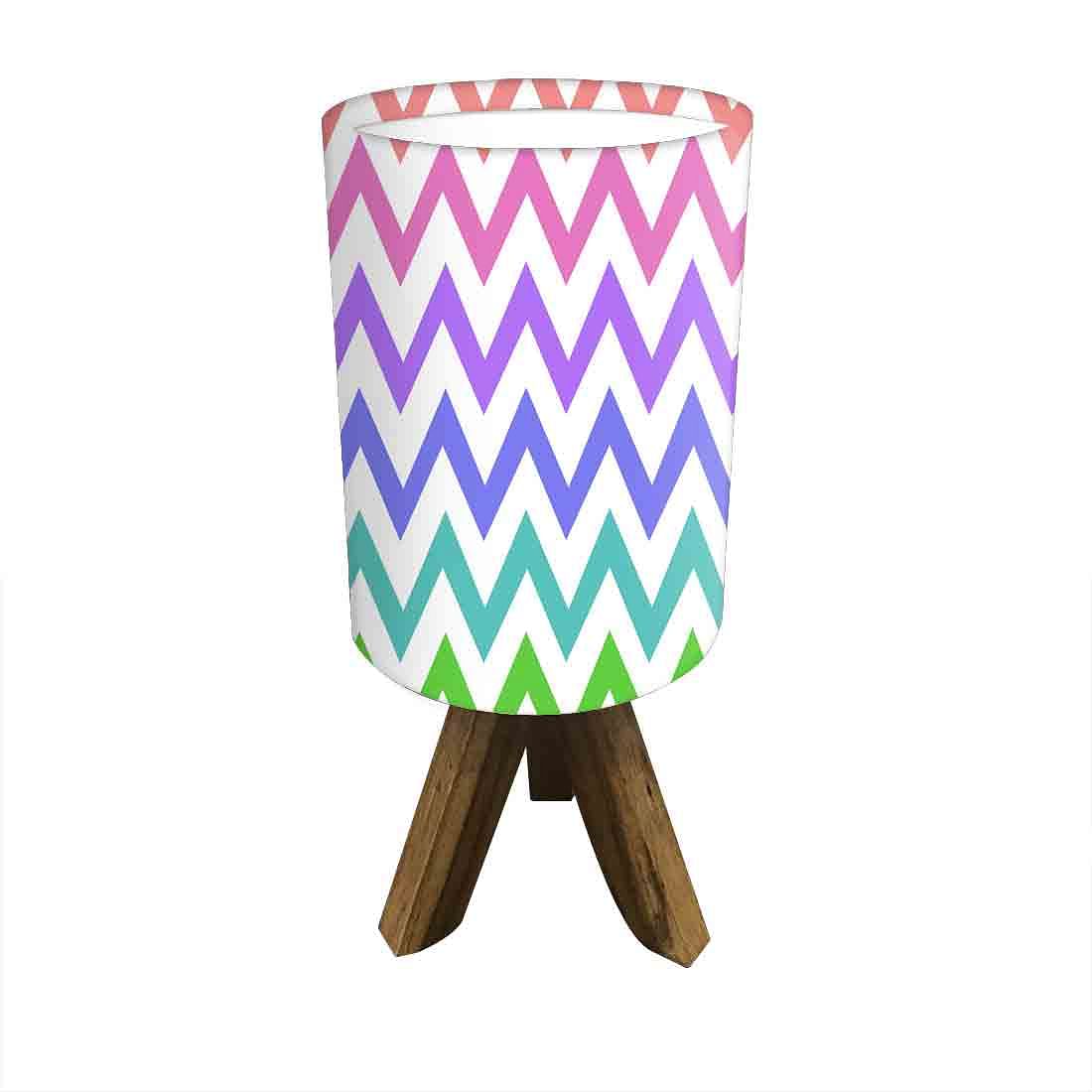 Light Wood Table Lamp For Bedroom - Multicolor Lines Nutcase