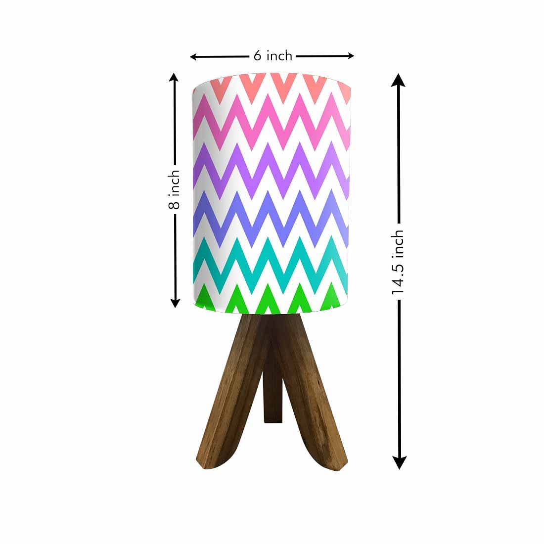 Light Wood Table Lamp For Bedroom - Multicolor Lines Nutcase