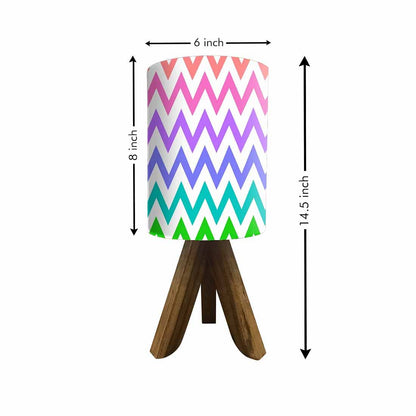 Light Wood Table Lamp For Bedroom - Multicolor Lines Nutcase