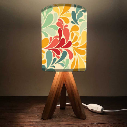 Wooden Table Lamp Mini Tripod Lamps For Bedroom-Retro Flower Nutcase