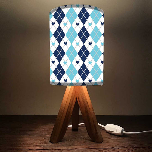 Small Wooden Lamp table For Bedroom - Blue Hearts Nutcase