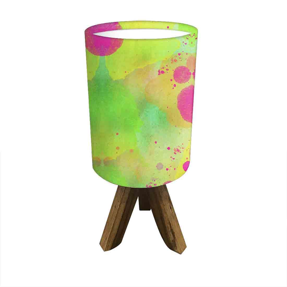 Solid Wood Table Lamp For Bedroom - Green Watercolor Nutcase