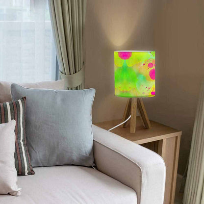 Solid Wood Table Lamp For Bedroom - Green Watercolor Nutcase