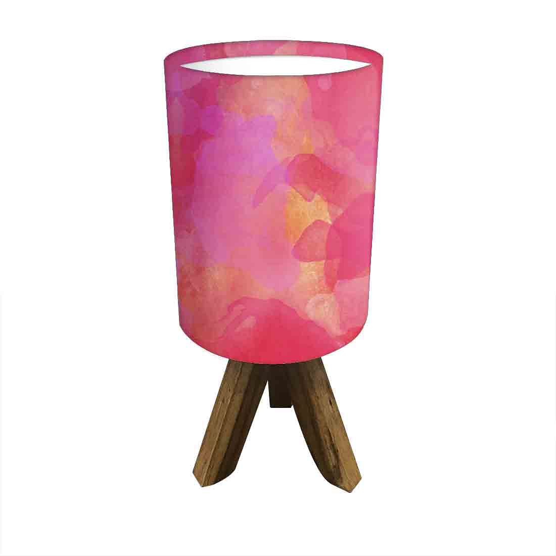 Wooden Bedside Table Lamps For Bedroom - Watercolor Pink Nutcase