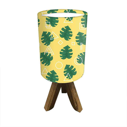 Wooden Tripod Table Lamp For Bedroom - Monstera Designs Yellow Nutcase