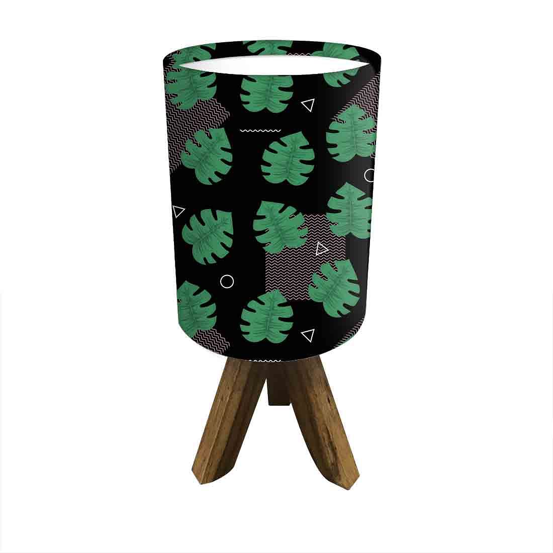 Wooden Table Lamp For Bedroom - Monstera Designs Black Nutcase