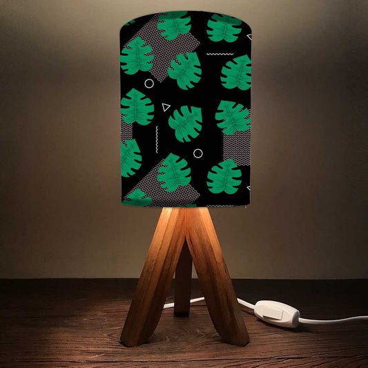 Wooden Table Lamp For Bedroom - Monstera Designs Black Nutcase