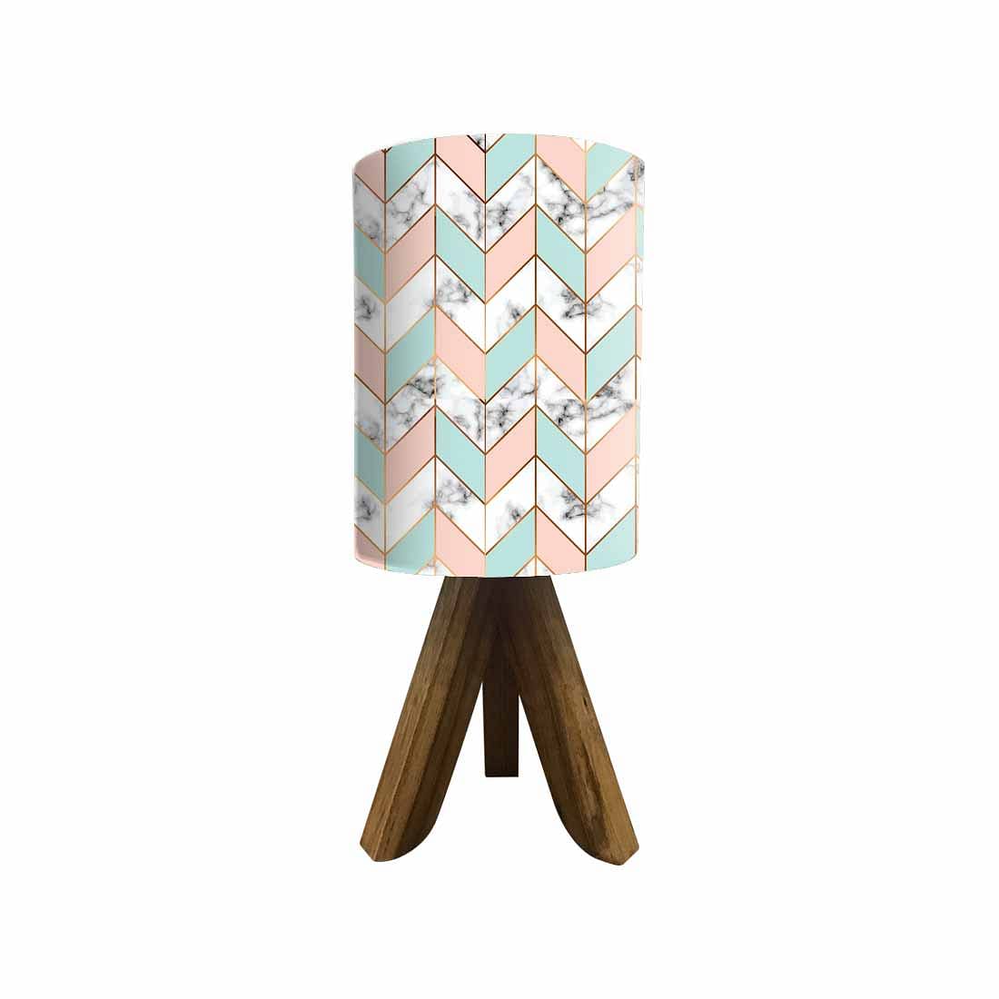 Wooden Led Lamp For Bedroom - Zig-Zag Lines Orange Green Nutcase