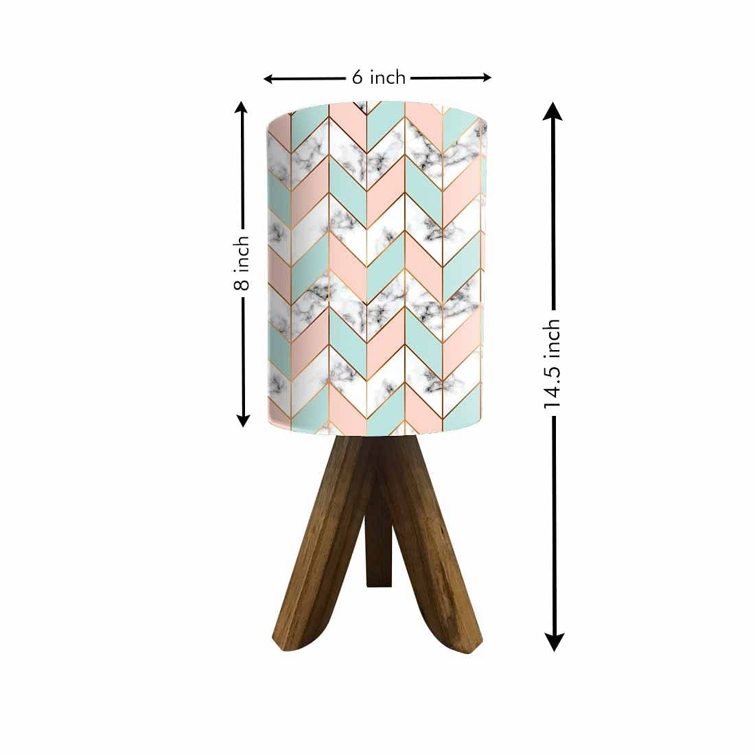 Wooden Led Lamp For Bedroom - Zig-Zag Lines Orange Green Nutcase