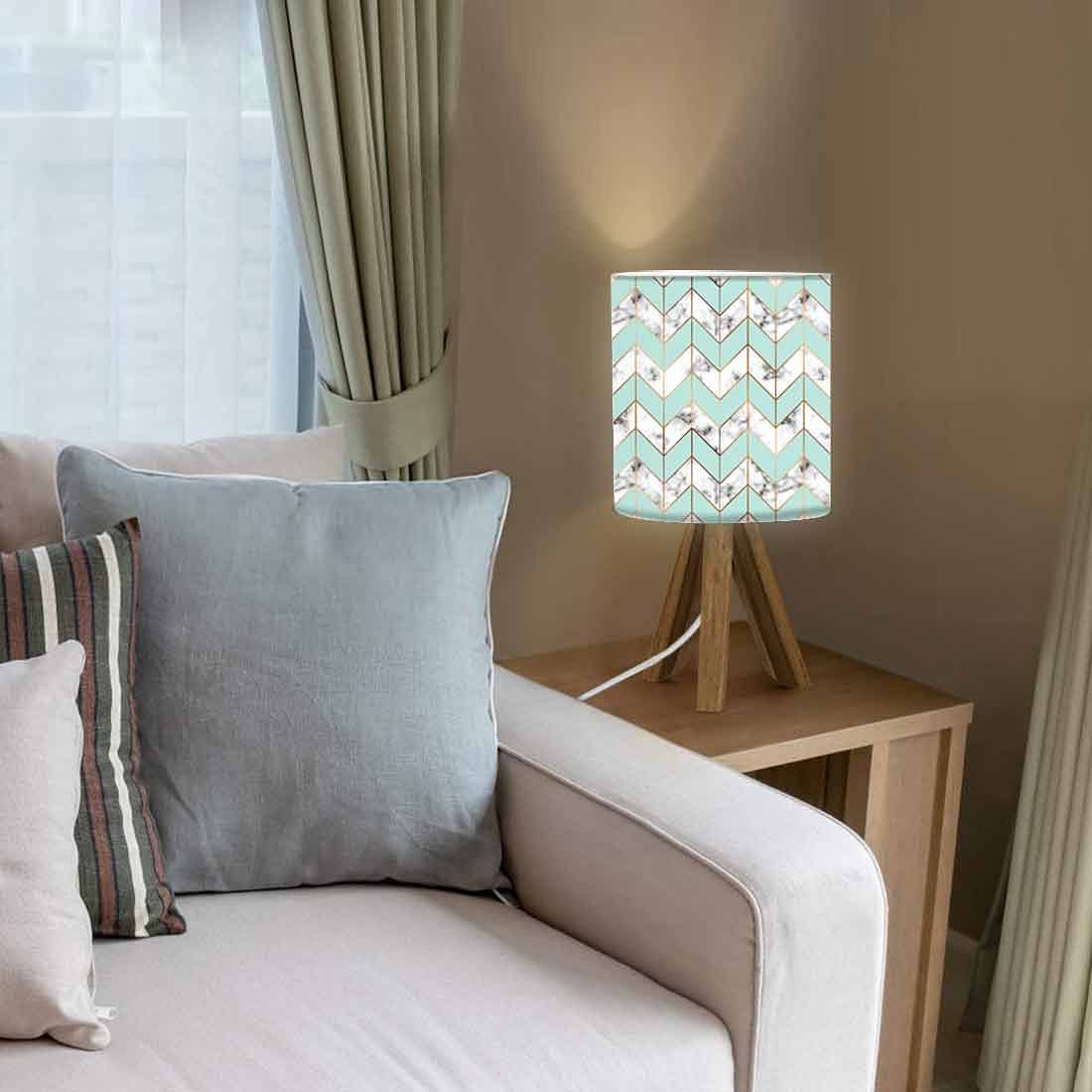 Wooden Bed Lamps For Bedroom - Zig-Zag Lines Green Nutcase