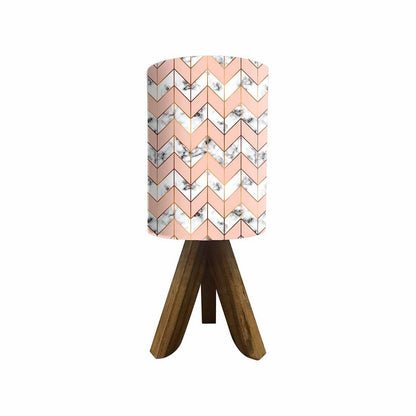 Wooden Bedside Lamp For Bedroom - Zig-Zag Lines Orange Nutcase