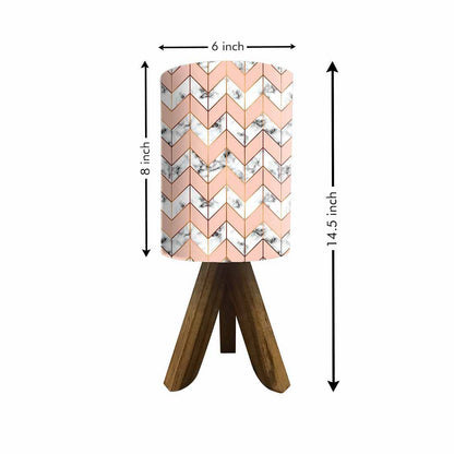 Wooden Bedside Lamp For Bedroom - Zig-Zag Lines Orange Nutcase