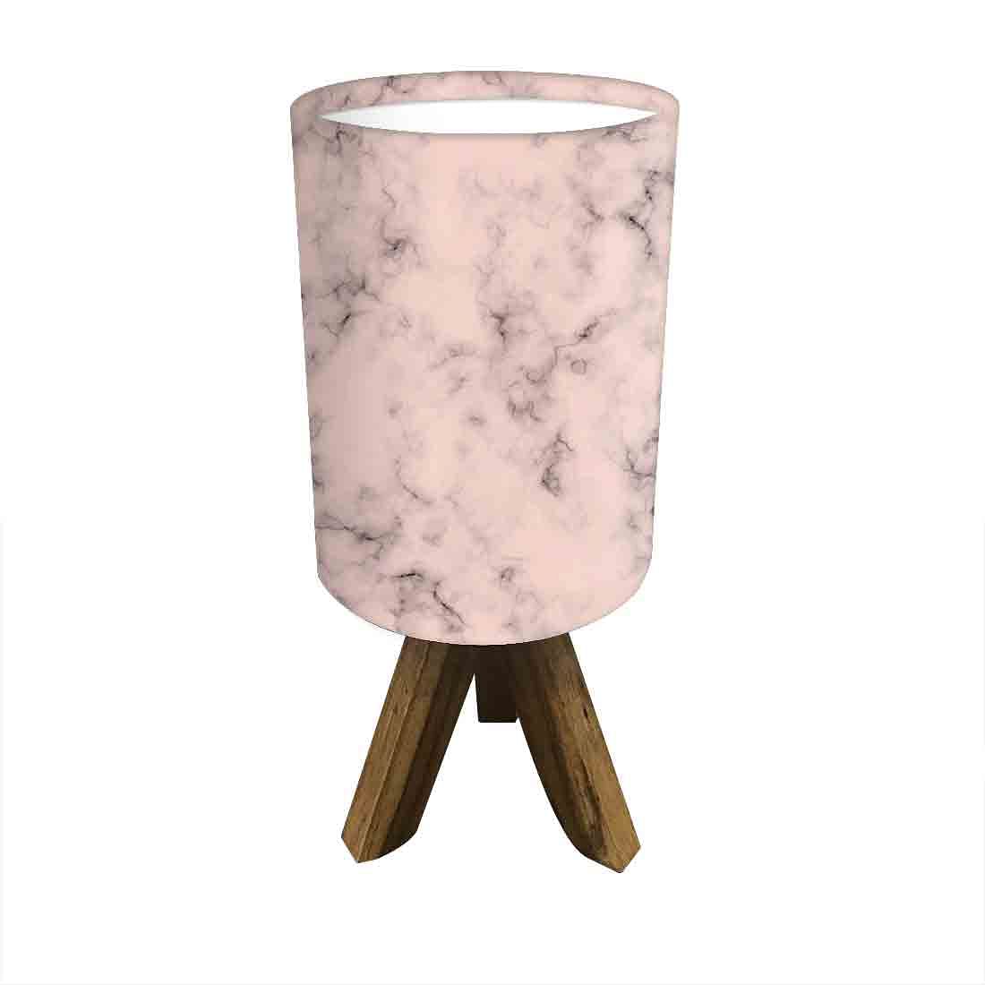 Modern Wood Table Lamp For Bedroom - Smoky Pink Nutcase