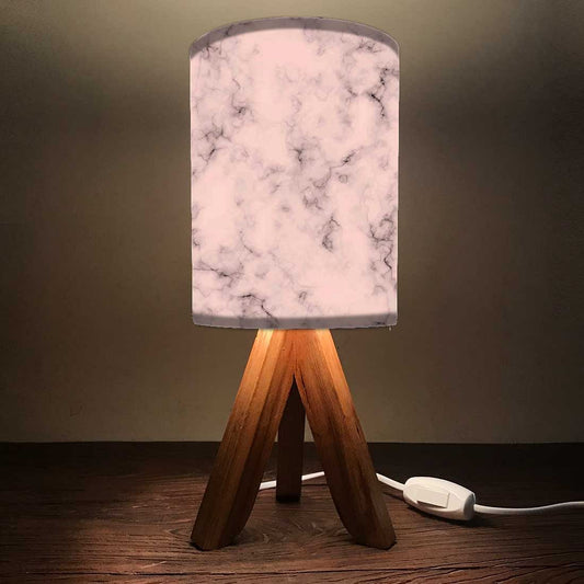 Modern Wood Table Lamp For Bedroom - Smoky Pink Nutcase