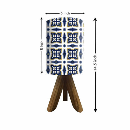 Wooden Table Lights For Bedroom - White Blue Tiles Design Nutcase