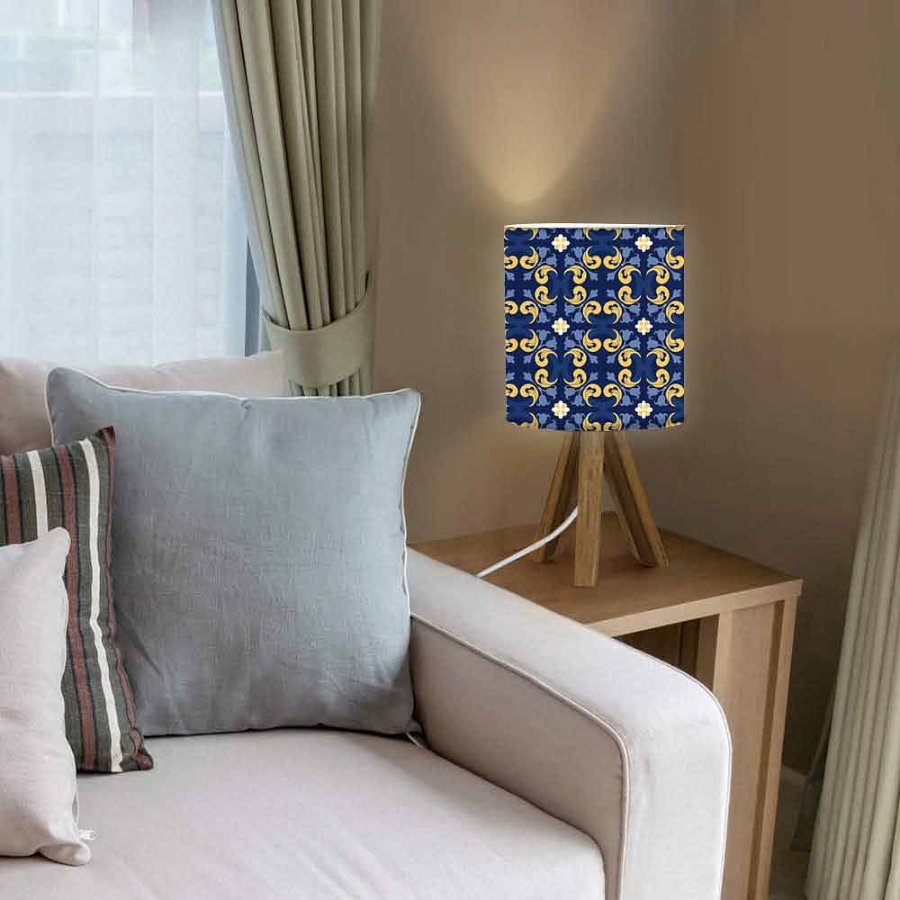 Led Lamp Wood For Bedroom - Yellow Blue Flower Nutcase