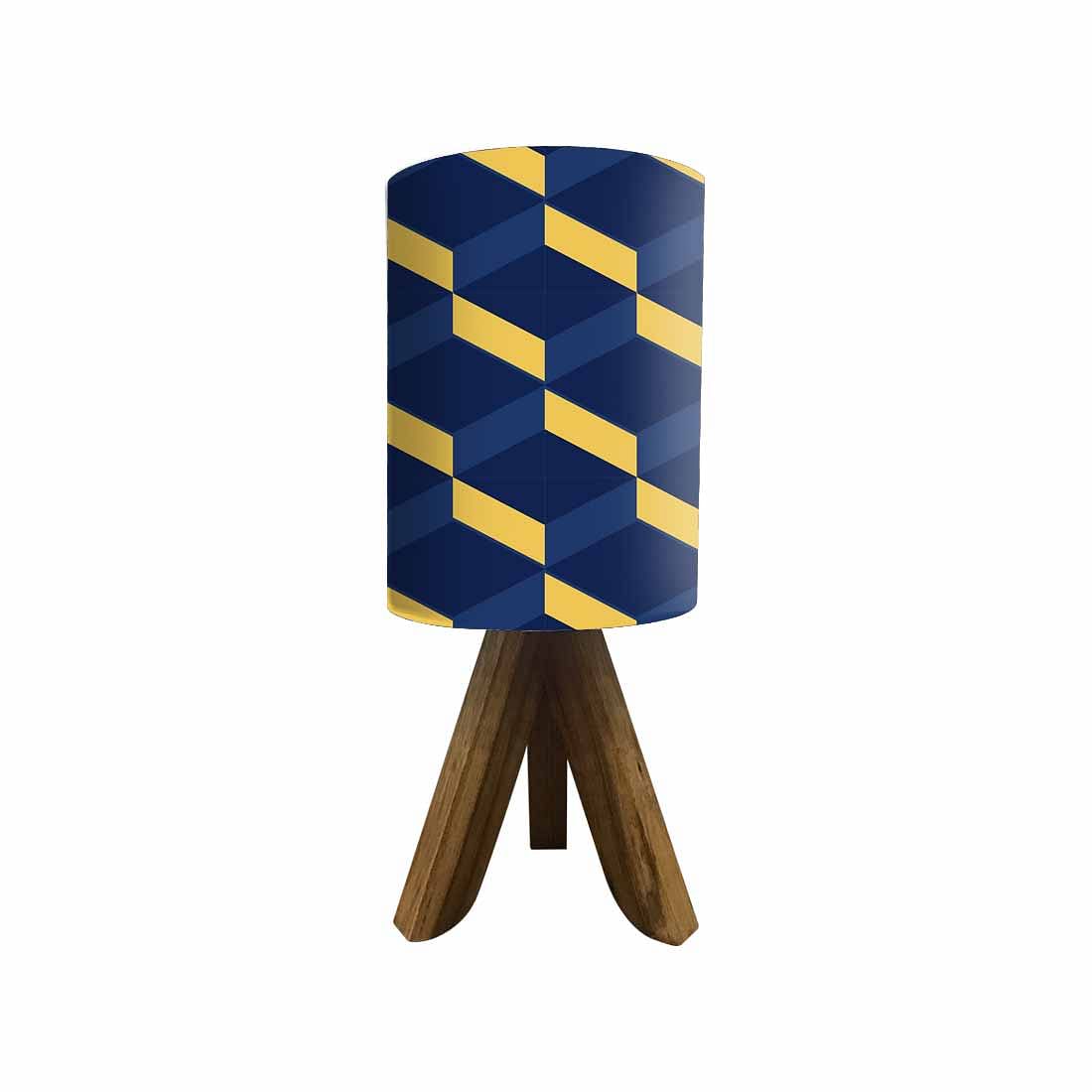 Light Wood Table Lamp For Bedroom - Yellow Blue Lines Nutcase