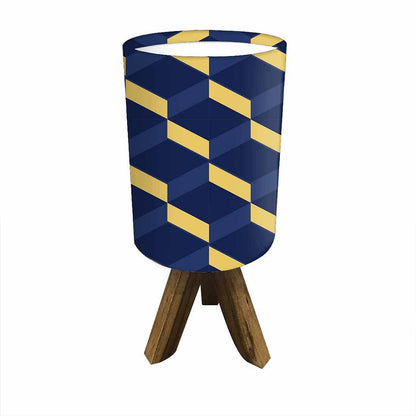 Light Wood Table Lamp For Bedroom - Yellow Blue Lines Nutcase