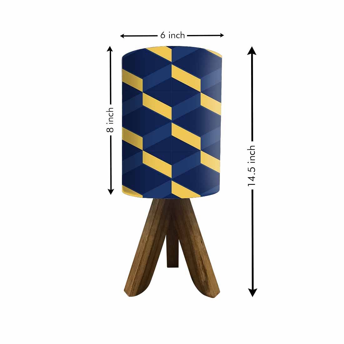 Light Wood Table Lamp For Bedroom - Yellow Blue Lines Nutcase