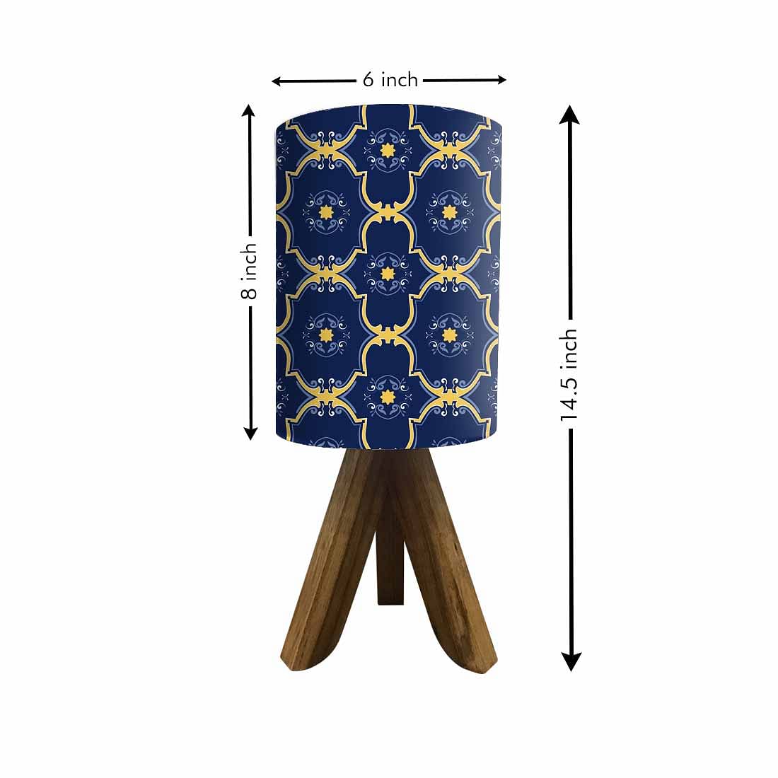 Sheesham Wood Lamp Table For Bedroom - Yellow Blue Tiles Design Nutcase