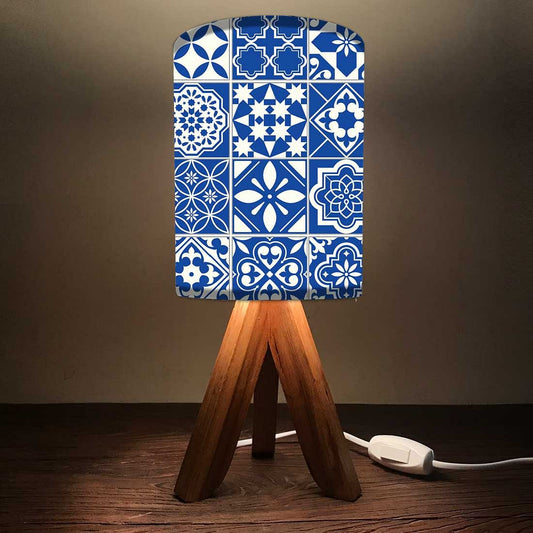 Mini Tripod Table Lamp For Bedroom Living Room-Spanish Tiles Nutcase