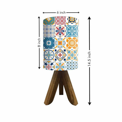 Wooden Tripod Table Lamp Mini Light for Bedroom Living Room-Spanish Tiles Nutcase