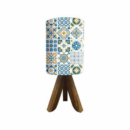 Table Wood Lamp For Bedroom - Spanish Tiles Floral Nutcase