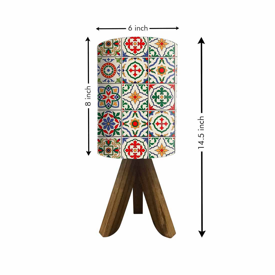 Wooden Table Lamp Mini Lamps For Bedroom-Azulejos Tiles Colorful Nutcase