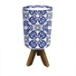 Wooden Lantern Table Lamp For Bedroom - Blue Floral Tiles Nutcase