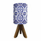 Wooden Tripod Table Lamp For Bedroom - Vertical Blue Flower Tiles Nutcase