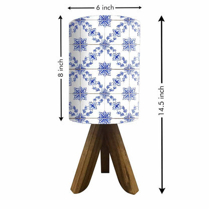 Wooden Table Lamp For Bedroom - White Flower Tiles Nutcase